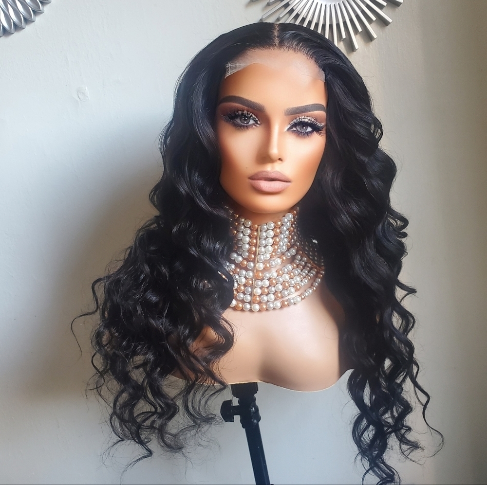 100%virgin human hair closure wig 24